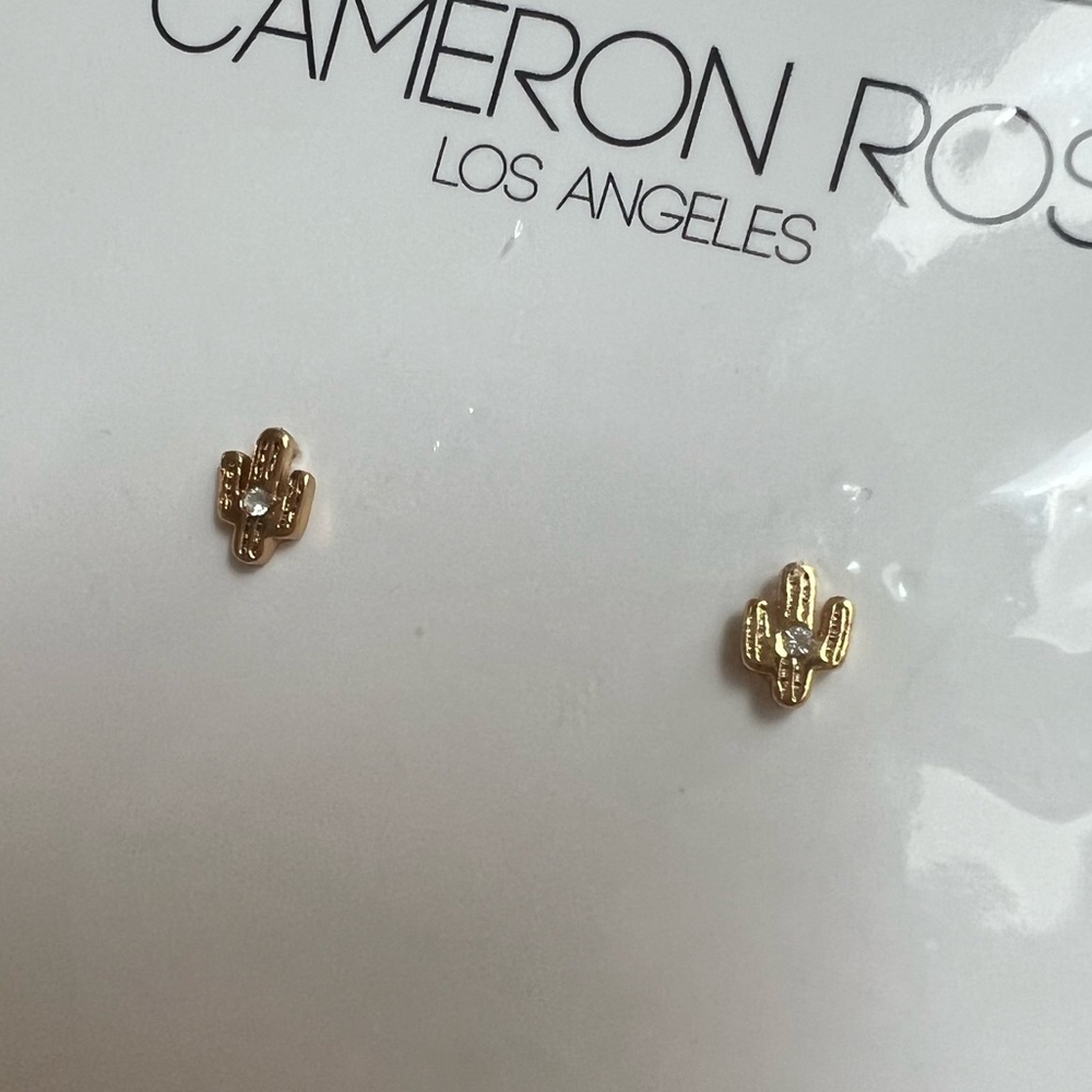 Cameron Rose | 14K Gold Dipped Cactus Stud Earrings